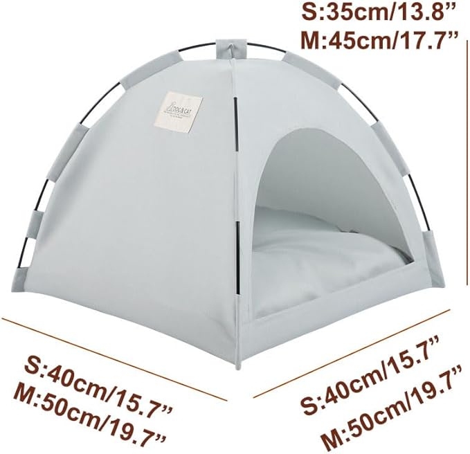 Cute Cat Teepee Cave, Cat Tent Foldable Indoor Outdoor with Thick Mat,Puppy Bed Tent,Bunny Pet Tent Teepee,Portable Dog House Teepee Tent, Cat Bed,Dog Bed Tent,Puppy Bunny,Pet Tent Teepee (J, M)
