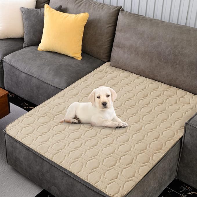 Waterproof and Non-Slip Dog Bed Cover and Pet Blanket Sofa Pet Bed Mat ,car Incontinence Mattress Protectors Furniture Couch Cover for Most Cats Dogs, Pets(40x50-Beige)