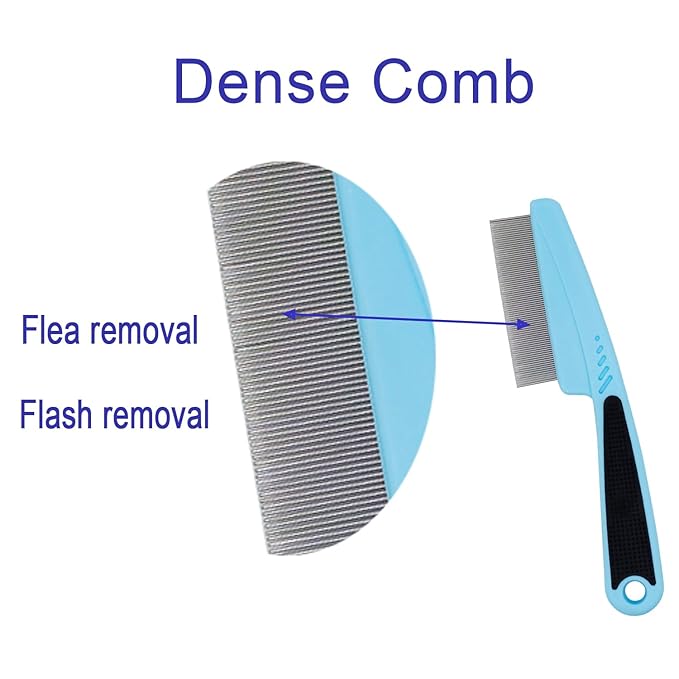 Flea Comb 4-Pieces Jade Green with High Strength Teeth Pet Tear Stain Remover Combs, Dog Cat Grooming Set Effective Float Hair Remover