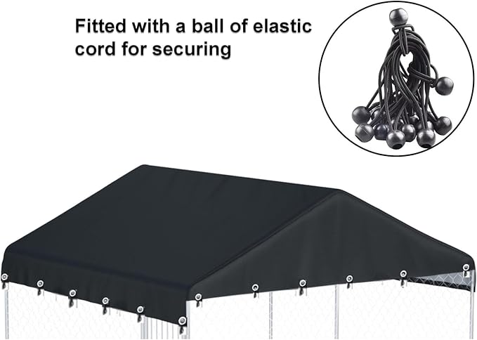 Outdoor Dog Kennel Cover 10'W x 10'L Made of 600D Waterproof Oxford Cloth- Black Replacement Kennel Cover(Without Frame)