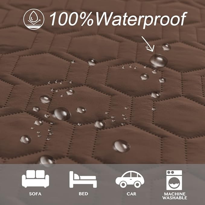 Waterproof and Anti-Slip Dog Bed Cover and Pet Blanket Sofa Pet Bed Mat car Incontinence Mattress Protectors Furniture Couch Cover for Most Cats Dogs, Pets (82x82-Chocolate)