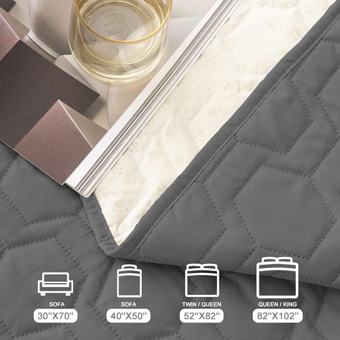 Waterproof and Non-Slip Dog Bed Cover and Pet Blanket Sofa Pet Bed Mat ,car Incontinence Mattress Protectors Furniture Couch Cover for Most Cats Dogs,Pets(52x82-Dark Grey)