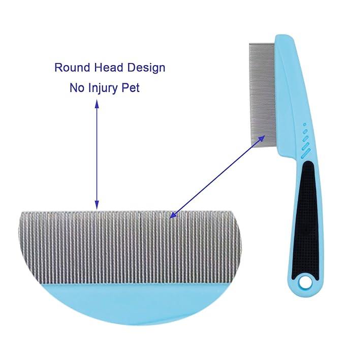 Flea Comb 4-Pieces Jade Green with High Strength Teeth Pet Tear Stain Remover Combs, Dog Cat Grooming Set Effective Float Hair Remover