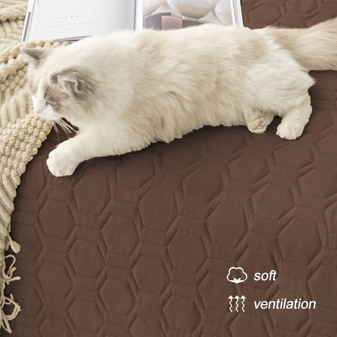 Waterproof and Anti-Slip Dog Bed Cover and Pet Blanket Sofa Pet Bed Mat car Incontinence Mattress Protectors Furniture Couch Cover for Most Cats Dogs, Pets (82x82-Chocolate)