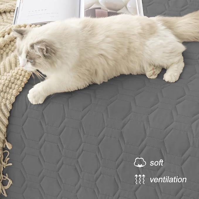 Waterproof and Non-Slip Dog Bed Cover and Pet Blanket Sofa Pet Bed Mat ,car Incontinence Mattress Protectors Furniture Couch Cover for Most Cats Dogs, Pets(82x102-Dark Grey)