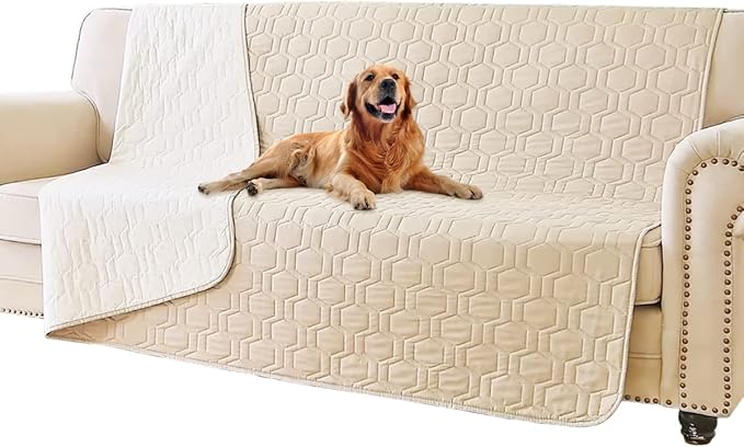 Waterproof and Non-Slip Dog Bed Cover and Pet Blanket Sofa Pet Bed Mat ,car Incontinence Mattress Protectors Furniture Couch Cover for Most Cats Dogs,Pets(52x82-Beige)