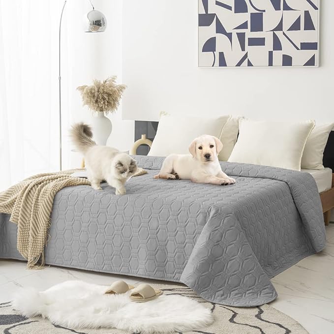 Waterproof and Non-Slip Dog Bed Cover and Pet Blanket Sofa Pet Bed Mat ,car Incontinence Mattress Protectors Furniture Couch Cover for Most Cats Dogs, Pets(40x50-Light Grey)