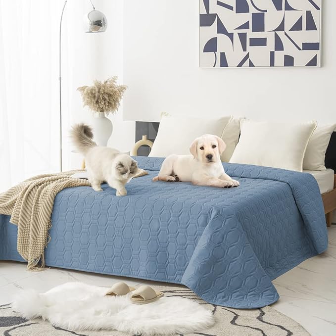 Waterproof and Anti-Slip Dog Bed Cover and Pet Blanket Sofa Pet Bed Mat ,car Incontinence Mattress Protectors Furniture Couch Cover for Most Cats Dogs, Pets (82x82- Stoneblue)