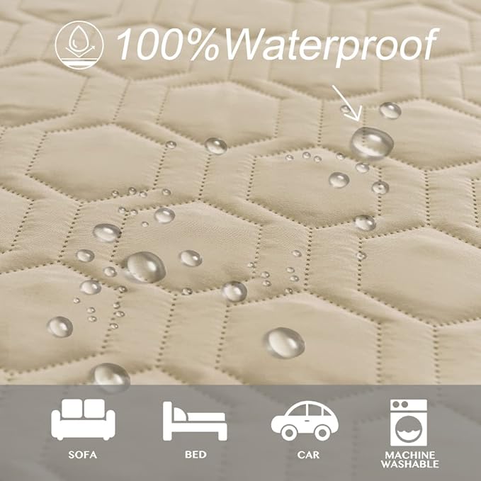 Waterproof and Non-Slip Dog Bed Cover and Pet Blanket Sofa Pet Bed Mat ,car Incontinence Mattress Protectors Furniture Couch Cover for Most Cats Dogs,Pets(30x70-Beige)