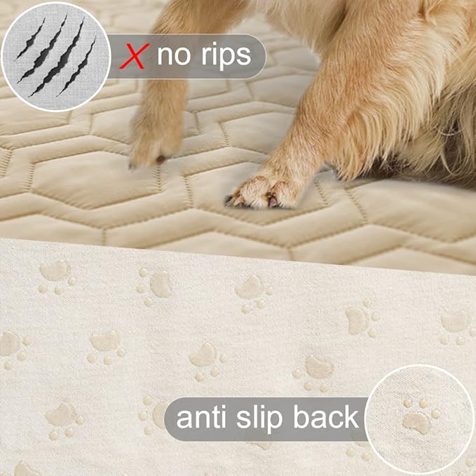 Waterproof and Non-Slip Dog Bed Cover and Pet Blanket Sofa Pet Bed Mat ,car Incontinence Mattress Protectors Furniture Couch Cover for Most Cats Dogs,Pets(30x70-Beige)