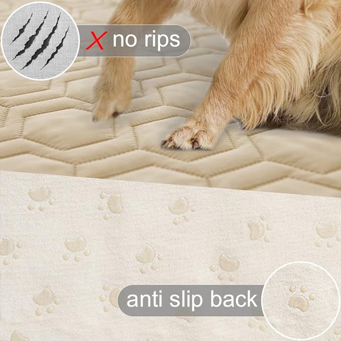 Waterproof and Non-Slip Dog Bed Cover and Pet Blanket Sofa Pet Bed Mat ,car Incontinence Mattress Protectors Furniture Couch Cover for Most Cats Dogs, Pets(40x50-Beige)