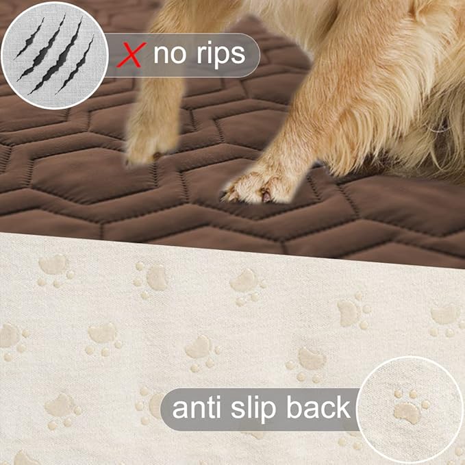 Waterproof and Anti-Slip Dog Bed Cover and Pet Blanket Sofa Pet Bed Mat ,car Incontinence Mattress Protectors Furniture Couch Cover for Most Cats Dogs, Pets(52x82-Chocolate)