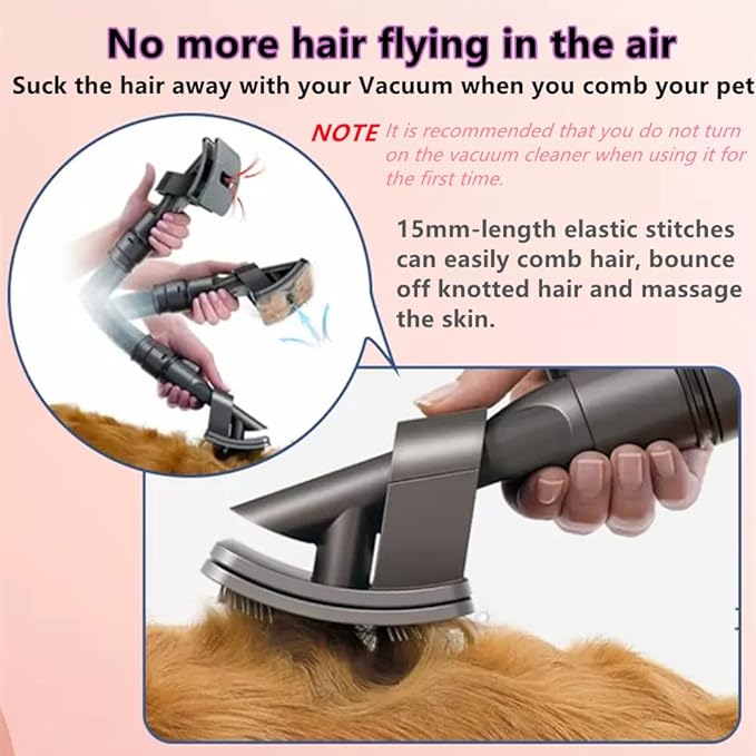 Dog Cat Short Hair Groom Brush Tool Attachment Kit Compatible with Dyson V7(SV11)、V8(SV10)、V10(SV12)、V11(SV14) 、V15, Hair Removal Brush, Extension Hose, Switch Trigger Lock