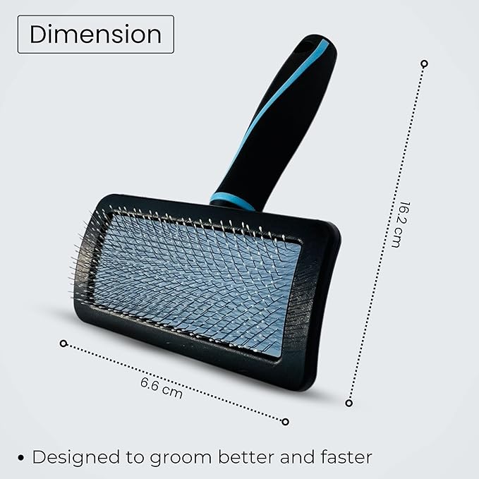 Pet Slicker Brush (Small Size, Black) for Grooming Pet Hair with Fluff Detangle Style β Dog Brush for Long & Short Haired Dogs for Goldendoodles β Curved Pin for β Removes Tangles & Loose Fur