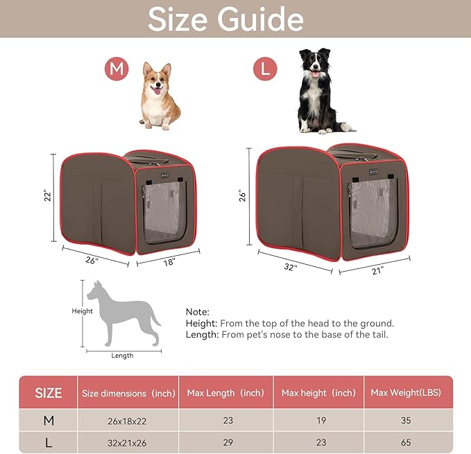 Petsfit Pop Up Dog Crate, Portable Dog Crates for Medium Dogs,Lightweight&Collapsible Pet Cage Cat Kennel, Included Soft Mat and Carrying Case,Red,Medium