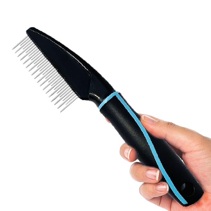Detangling Pet Comb for Dogs & Cats - Soft On Skin with Stainless Steel Teeth for Removing Matted Fur, Knots & Tangles โ Dog Grooming Comb for Long, Short & Curly Hairs