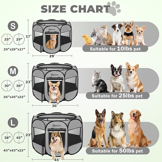 Dog Cat Playpen Indoor Outdoor, Premium Grey, Medium
