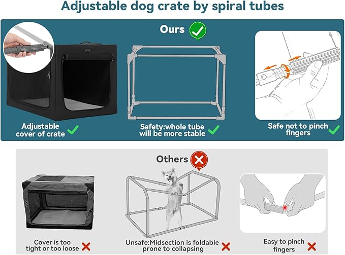 Petsfit 36inch Dog Crates for Medium Dogs with Thicken Plush Mat-36inch Foldable Design + Adjustable the Tightness Of the Cloth, Dog Crates