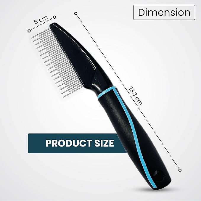 Detangling Pet Comb for Dogs & Cats - Soft On Skin with Stainless Steel Teeth for Removing Matted Fur, Knots & Tangles โ Dog Grooming Comb for Long, Short & Curly Hairs