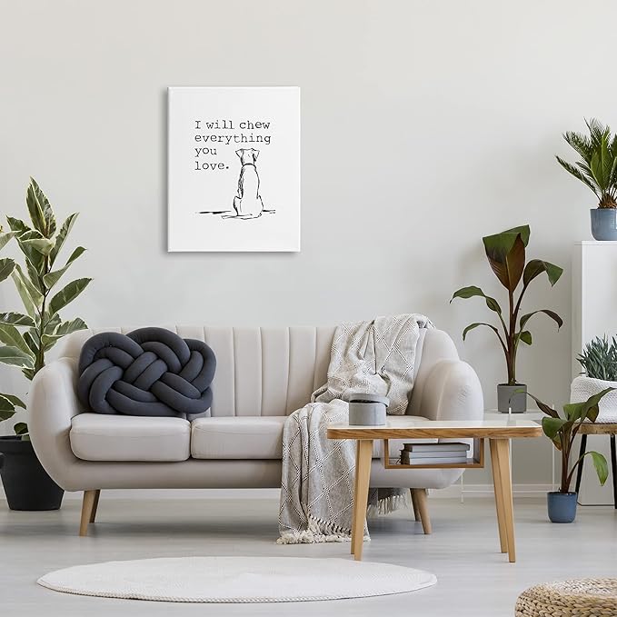 Stupell Industries Will Chew Everything You Love Funny Dog Canvas Wall Art, Design by House Fenway