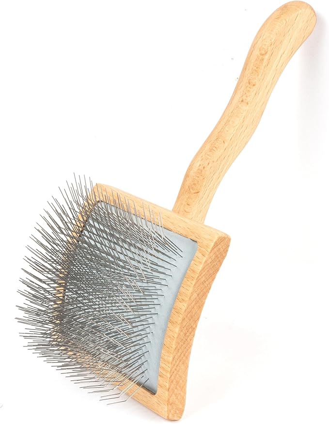 Long Pin Slicker Brush for Dogs (Goldendoodles, Labradoodles, Poodles) and Long Hair cat, Best Grooming Brush for Small Animals ,for Grooming Pet Hair, Beech Wood