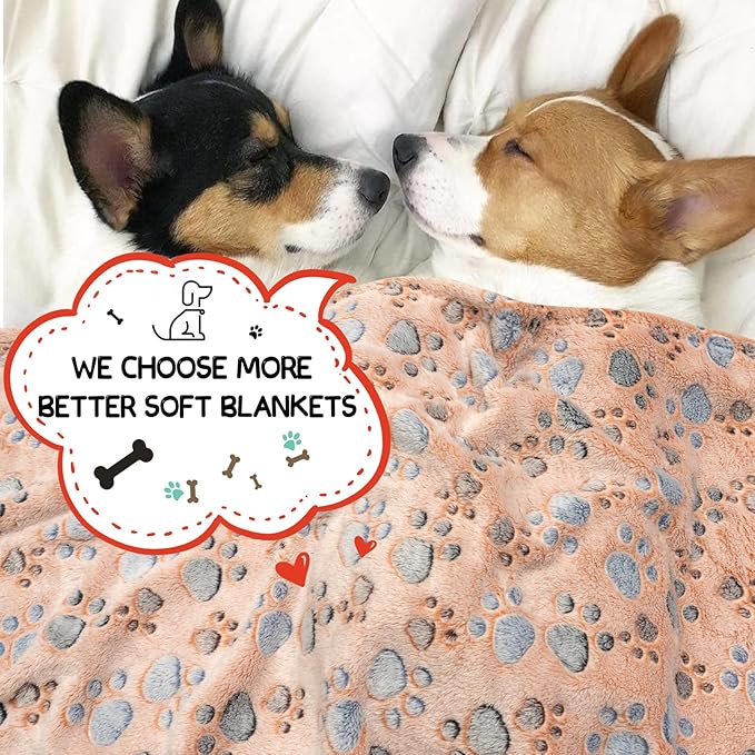Dog Blankets for Dogs, 3 Pack Large Blanket Medium Dog Cat Soft Fuzzy Blankets Washable,Comfort Flannel,Fuzzy Soft Blankets for Dogs,Pet Blanket,Reversible Cow Print,41 x 31 inch,Blue