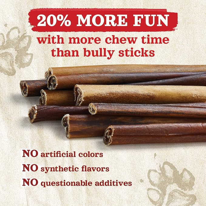 Natural Farm Collagen Dog Chews. 6 Inch, 10 Pack. Odor-Free Long Lasting Bully Sticks & Rawhide Alternative Dog Treats, 95% Collagen Low Fat, High Protein Best Dental Dog Treats โ Medium & Large Dogs