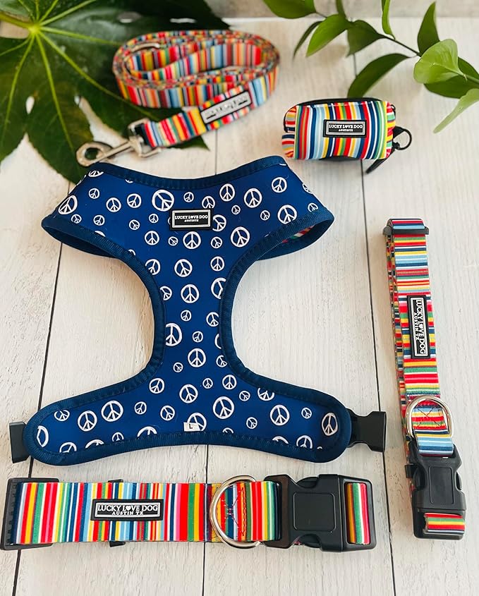 Lucky Love Dog Collars, Rainbow Stripes Pattern Dog Collar for Small Dogs, Comfortable & Soft Cute Girl or Boy Dog Collar, Hippie, Smallā¦