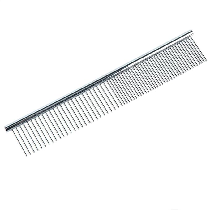 Dog Metal Comb 7.5inch Dogs Dematting Tool Pet Grooming Comb Stainless Steel Teeth Cats Pubby Comb for Removing Hair (L: 19x5cm)