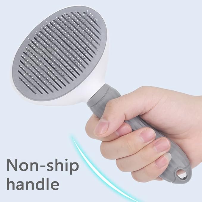 Cat Brush Remove Hair Pet Hair Removal Comb for Cats Non-slip Grooming Brush Stainless Steel Dog Combs Brushes Cat Accessories (Gray)