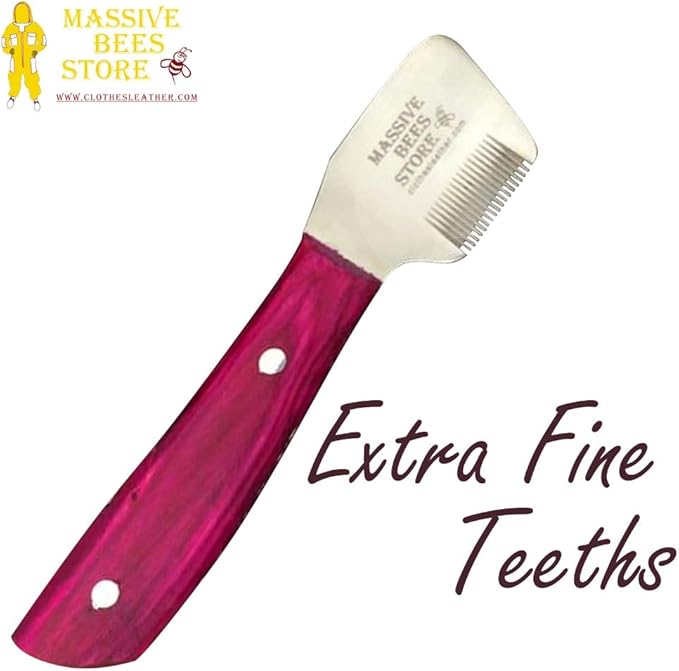 Dog Grooming Coat Stripping Knife Stripper Trimmer Tool Wooded Handle tripping Knives Set of 6 in Stainless Steel non slip tool for grooming dogs (Pink)