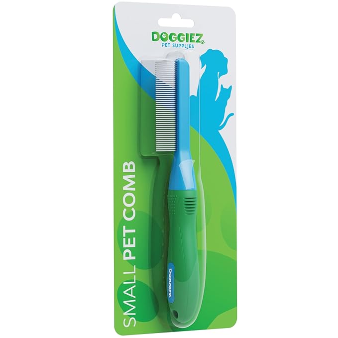 Dog Cat Rabbit & Pet Detangler Comb for Small Pets - Grooming Tool with Round Tip Steel Pins - Anti Slip Hair Buster