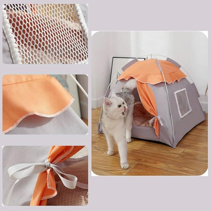 Cute Cat Teepee Cave, Cat Tent Foldable Indoor Outdoor with Thick Mat,Puppy Bed Tent,Bunny Pet Tent Teepee,Portable Dog House Teepee Tent, Cat Bed,Dog Bed Tent,Puppy Bunny,Pet Tent Teepee (X, XL)