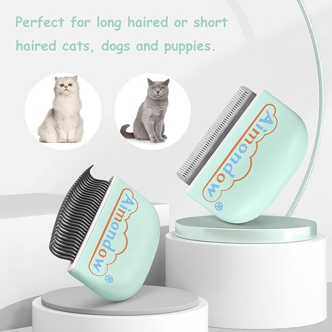 Cat Comb, Cat Brush for Shedding Grooming, Hair Removal Massaging Shell Comb for Cats Dogs Puppy Rabbit Bunny, Easy to Dematting Matted Fur Tangled Hair Undercoat, 2 PCS (Green)