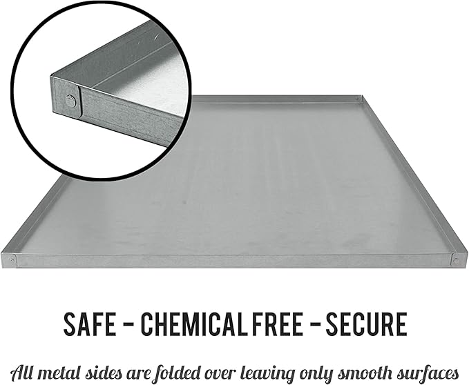 KOPEKS - Heavy Duty Multipurpose Replacement Metal Tray - Galvanized - Rust & Crack Proof - Several for Pet Crates, Grease Trap and Others (23.5 x 17.5 Inches, Metal Tray)