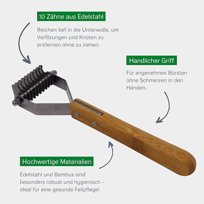Dematting Comb with 10 Stainless Steel Teeth