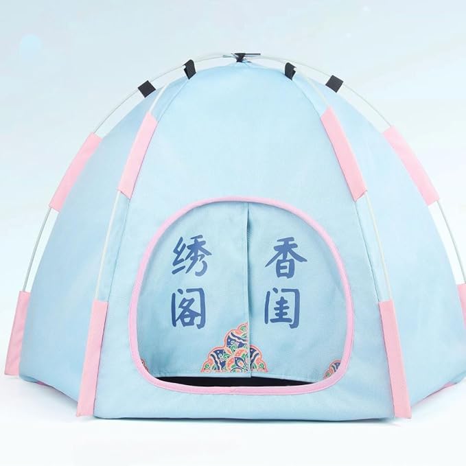 Cute Cat Teepee Cave, Cat Tent Foldable Indoor Outdoor with Thick Mat,Puppy Bed Tent,Bunny Pet Tent Teepee,Portable Dog House Teepee Tent, Cat Bed,Dog Bed Tent,Puppy Bunny,Pet Tent Teepee (M, M)