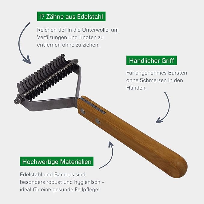 Dematting Comb with 17 Stainless Steel Teeth