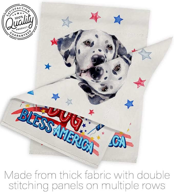Breeze Decor Patriotic Dalmatian House Flag Pack Dog Puppy Spoiled Paw Canine Fur Pet Nature Farm Animal Creature Vintage Applique Banner Small Garden Yard Gift Double-Sided, Made in USA