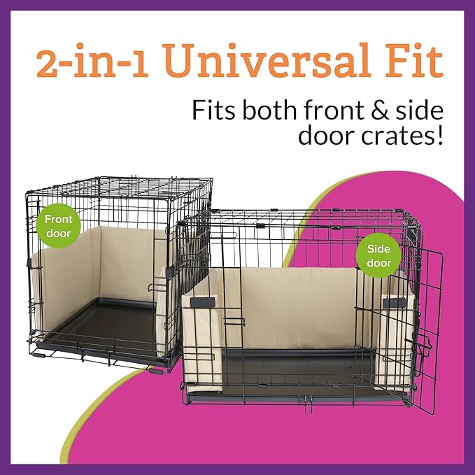 Pet Dreams Dog Crate Bumper - Comfy Liner & Dog Tail Protector for Inside Crate, Fits iCrate Cages 18, 24, 30, 36, 42, 48 Inches (Denim, Small, 24")