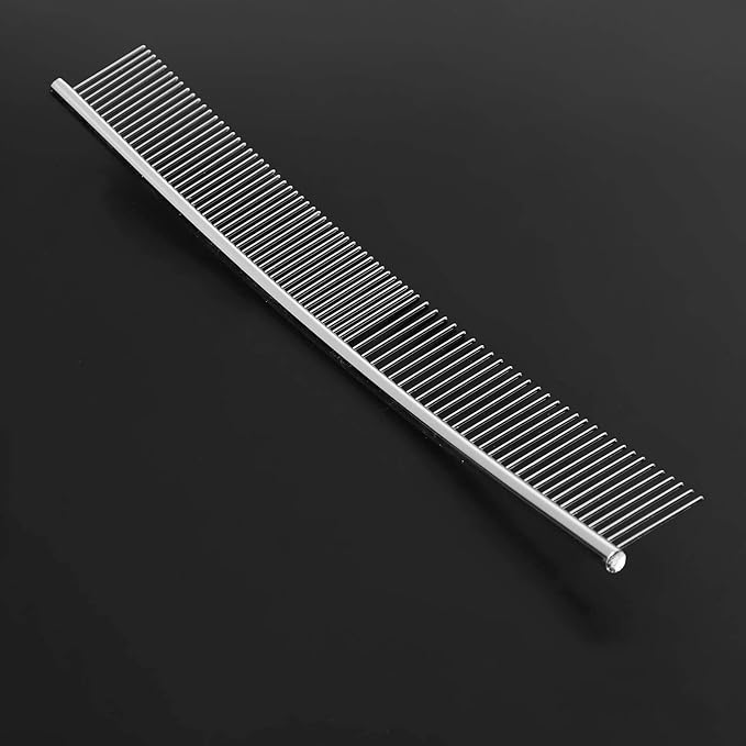 EVTSCAN Pet Grooming Comb Dogs Curved Comb Stainless Steel Pet Grooming Opening Knot Comb Hairs Removal Brush Poodle Grooming Deshedding Tool(1PCS)
