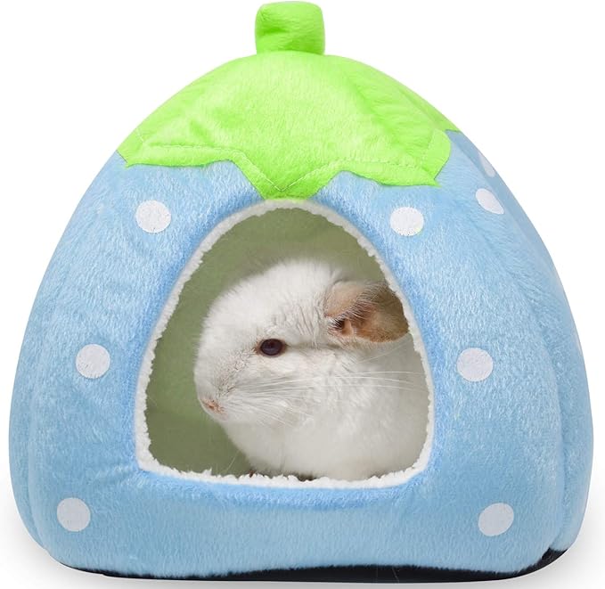 Spring Fever Hamster Guinea Pig Rabbit Dog Cat Chinchilla Hedgehog Bird Small Animal Pet Bed House Hideout Cage Accessorie A Blue XS (10.2 * 10.2 inch)