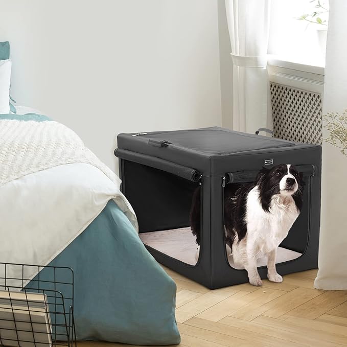 Petsfit 36inch Dog Crates for Medium Dogs with Thicken Plush Mat-36inch Foldable Design + Adjustable the Tightness Of the Cloth, Dog Crates