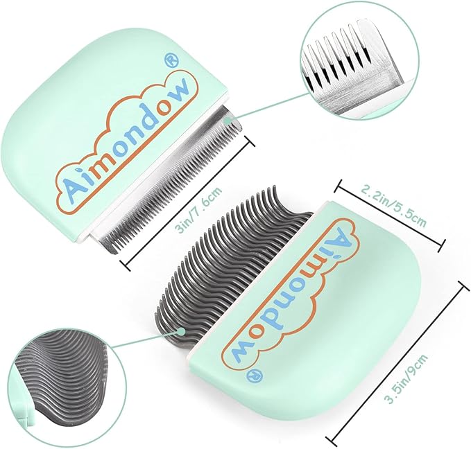 Cat Comb, Cat Brush for Shedding Grooming, Hair Removal Massaging Shell Comb for Cats Dogs Puppy Rabbit Bunny, Easy to Dematting Matted Fur Tangled Hair Undercoat, 2 PCS (Green)