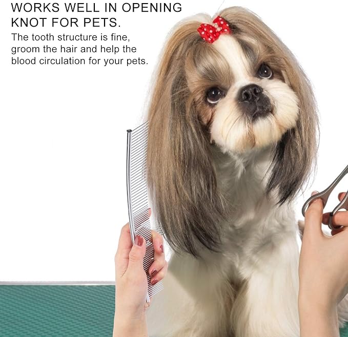 EVTSCAN Pet Grooming Comb Dogs Curved Comb Stainless Steel Pet Grooming Opening Knot Comb Hairs Removal Brush Poodle Grooming Deshedding Tool(1PCS)