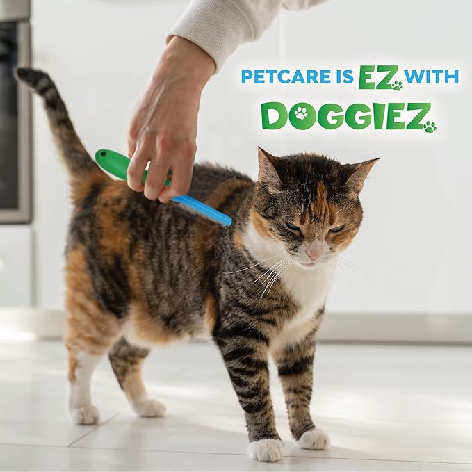 Dog Cat Rabbit & Pet Detangler Comb for Small Pets - Grooming Tool with Round Tip Steel Pins - Anti Slip Hair Buster