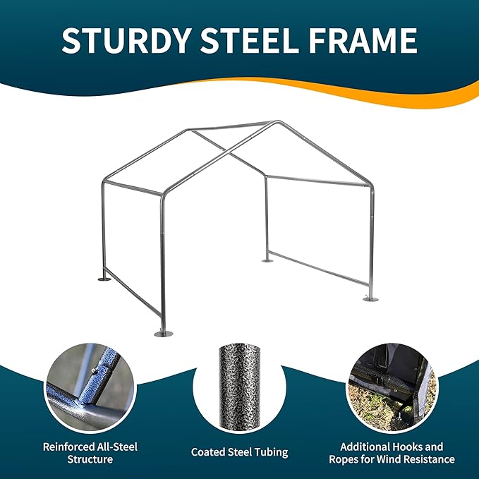Extra Large Dog House Outdoor with Three-Sided Breathable Mesh Windows, Dog Tent Outside Doghouse Canopy with Ground Stakes, Sun Rain Cover for Cat Goat Livestock Pet, 4'x 4'x 3.3', Gray