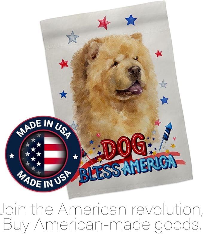 Breeze Decor Patriotic Cream Chow House Flag Pack Dog Puppy Spoiled Paw Canine Fur Pet Nature Farm Animal Creature Applique Decoration Banner Small Garden Yard Gift Double-Sided, Made in USA