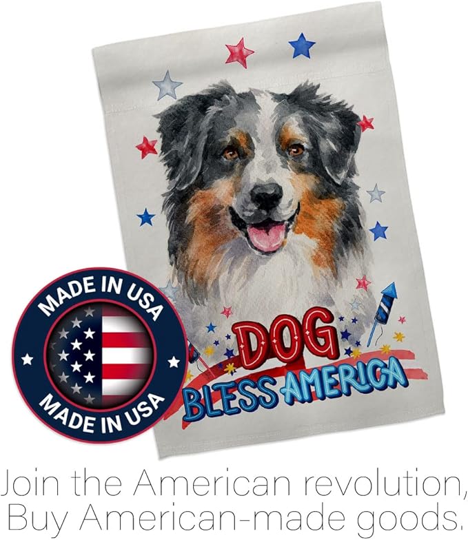 Breeze Decor Patriotic Australian Shepherd House Flag Pack Dog Puppy Spoiled Paw Canine Fur Pet Nature Farm Animal Creature Vintage Applique Banner Small Garden Yard Gift Double-Sided, Made in USA
