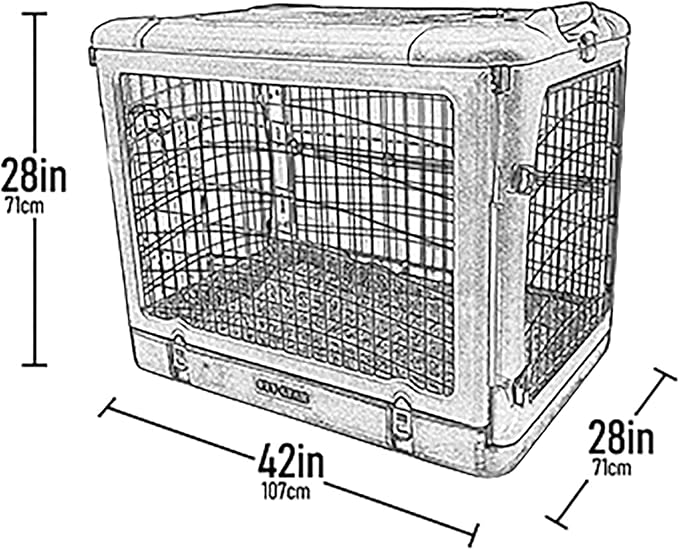 Pet Gear “The Other Door” 4 Door Steel Crate for Dogs/Cats with Garage-Style Door, Includes Plush Bed + Travel Bag, No Tools Required, Espresso